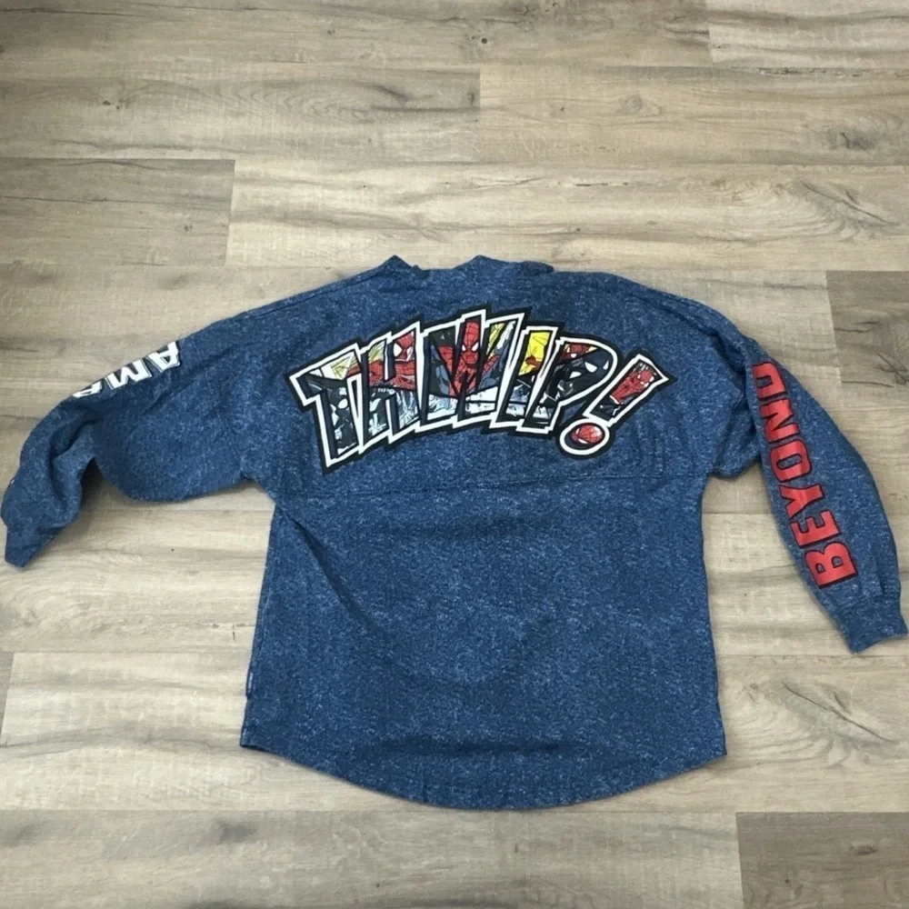 Preowned Disney Parks Marvel Spider-Man Spirit Jersey Hoodie 60th Anniversary LG - Picture 7 of 10